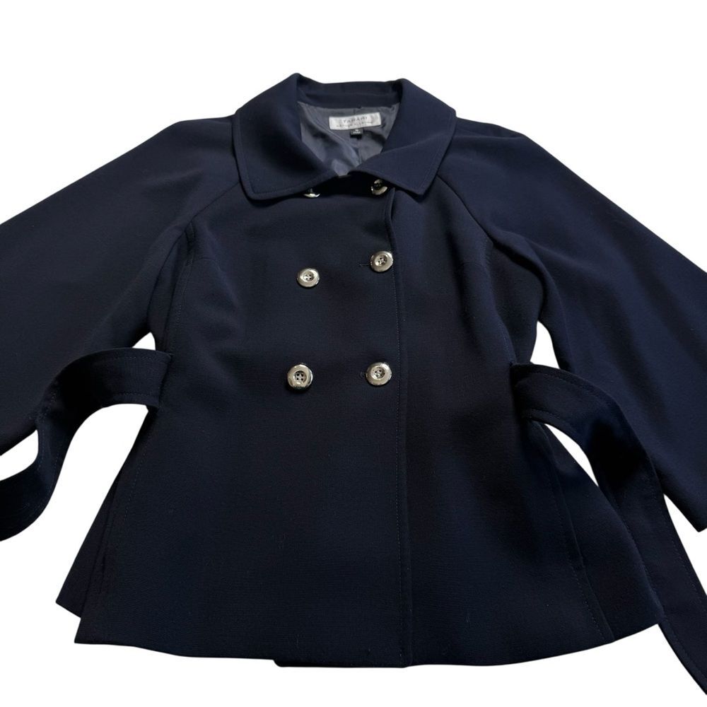 Tahari Blue Double Breasted Belted Lined Jacket Sz 16 - Picture 4 of 13